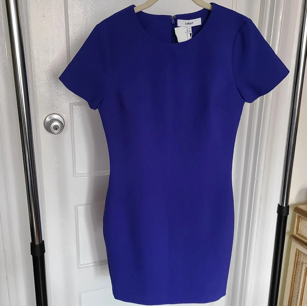 Likely Women's Manhattan Dress Size 8 Short Sleeve Mini Fitted Bodycon Dress NWT